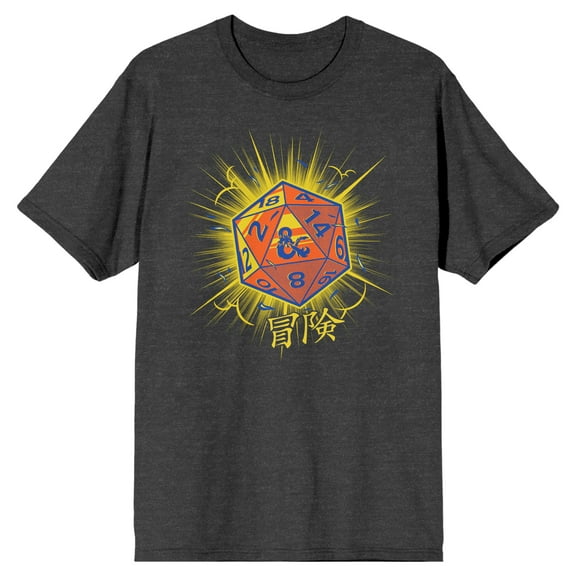 Dungeons & Dragons Glowing D20 Dice Men's Charcoal Heather T-shirt-X-Large