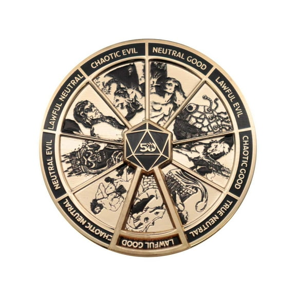 Dungeons & Dragons Gold Plated Alignment Spinner Pin Badge
