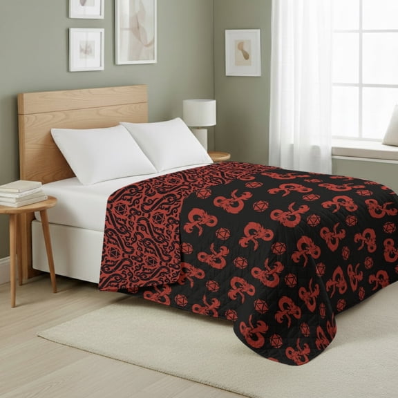 Dungeons & Dragons Heed The Call Full/Queen Quilted Blanket 90x90 inches, Kids Character Bedding
