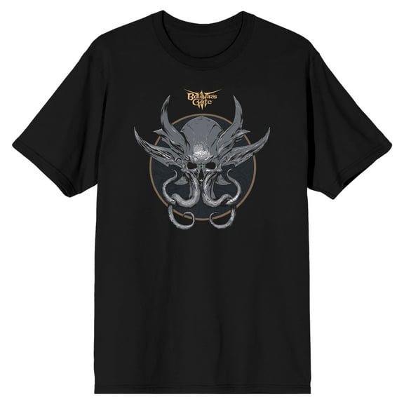 Dungeons & Dragons Horned Alien Skull Crew Neck Short Sleeve Men's Black T-shirt-Large