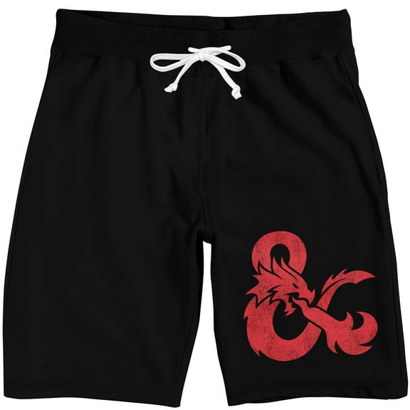 Dungeons & Dragons Logo Men's Black Graphic Sleep Pajama Shorts-Large