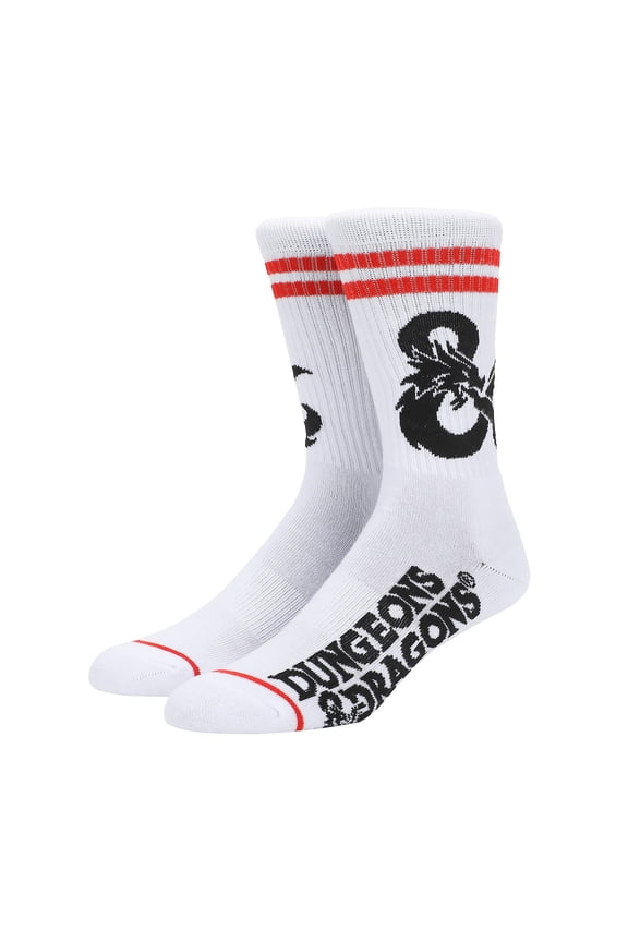 Dungeons & Dragons Logo Men's White Athletic Crew Socks