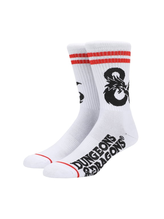 Dungeons & Dragons Logo Men's White Athletic Crew Socks