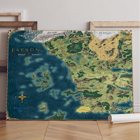 Dungeons & Dragons Map Forgotten Realms Game Art Decor, Unframed Poster