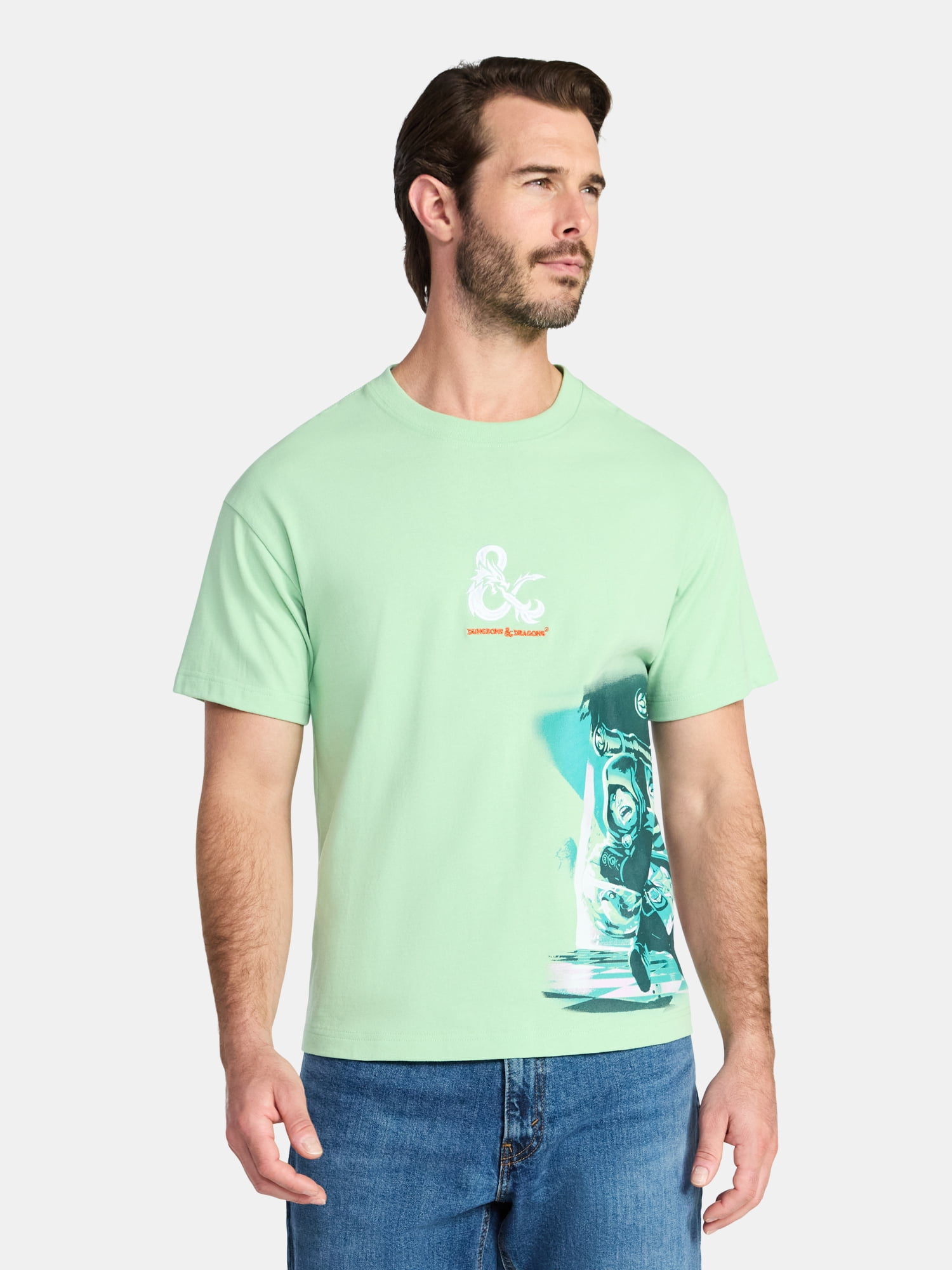 Dungeons & Dragons Men's and Big Men's Cropped Graphic Tee, Sizes XS-3XL