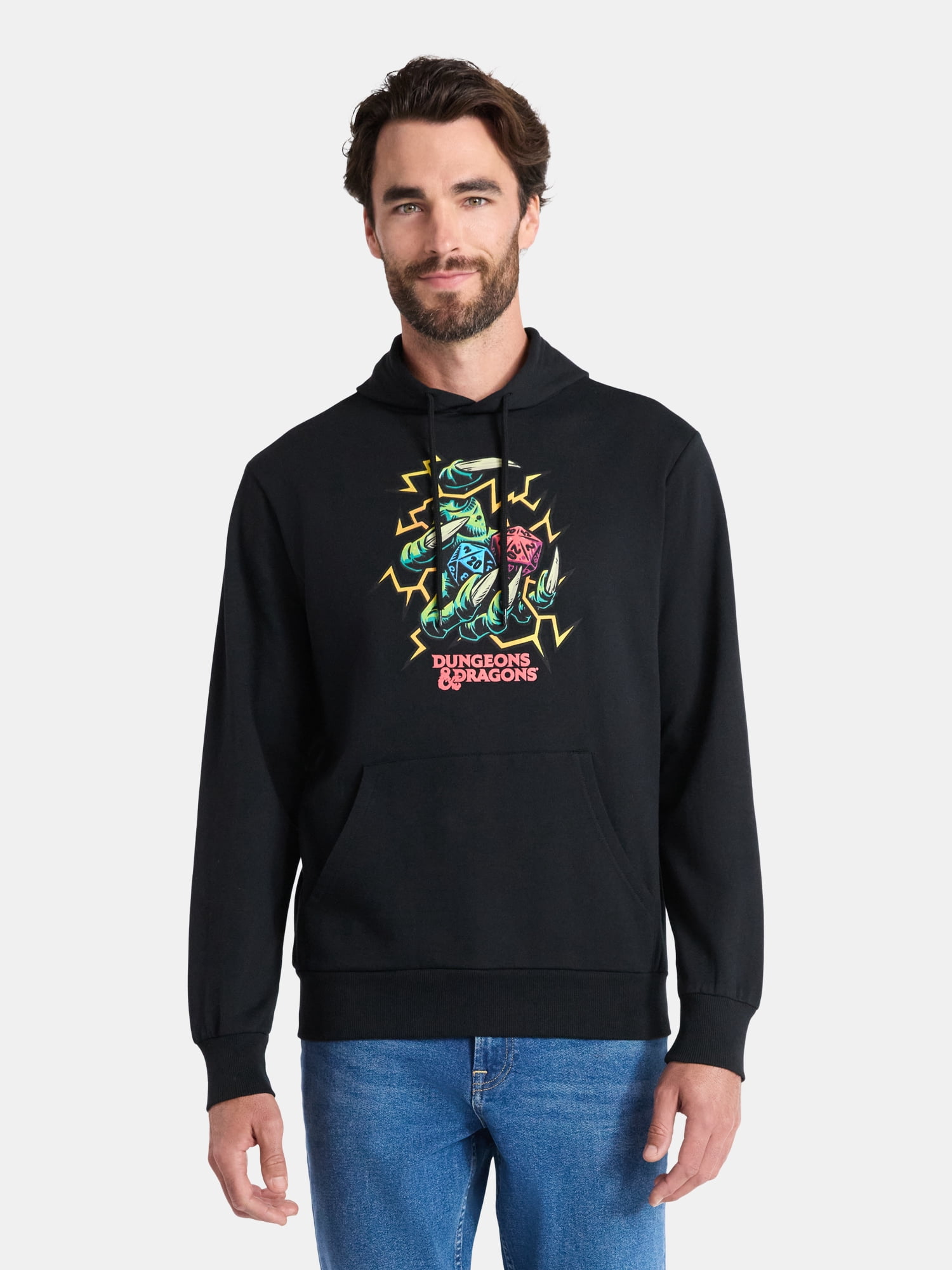 Dungeons and Dragons Men's and Big Men's Electric Dice Graphic Hoodie, Sizes S-3XL