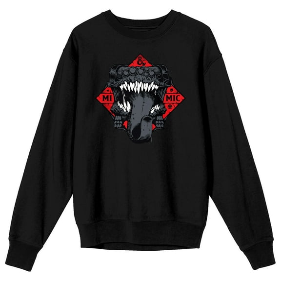 Dungeons & Dragons Mimic Monster Crew Neck Long Sleeve Men's Black Sweatshirt-3XL