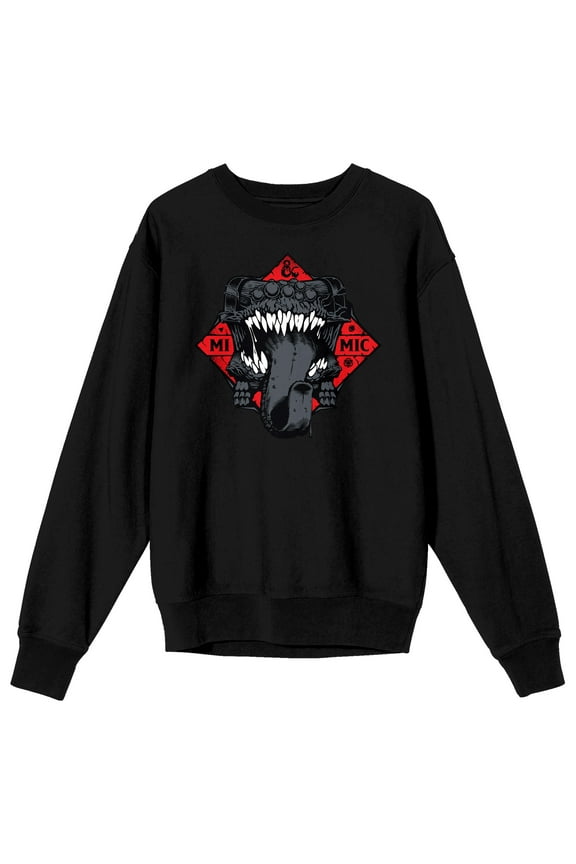 Dungeons & Dragons Mimic Monster Crew Neck Long Sleeve Men's Black Sweatshirt-XXL