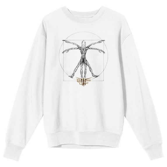 Dungeons & Dragons Monster Anatomy Crew Neck Long Sleeve White Adult Sweatshirt-Large