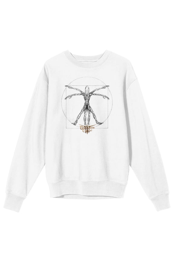 Dungeons & Dragons Monster Anatomy Crew Neck Long Sleeve White Adult Sweatshirt-XL