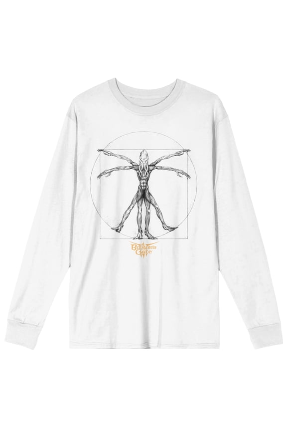 Dungeons & Dragons Monster Anatomy Crew Neck Long Sleeve White Adult Tee-Medium