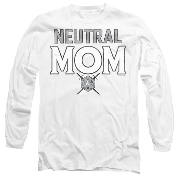 Dungeons & Dragons Mother's Day Neutral Mom Unisex Adult Long-Sleeve T Shirt, White, Medium