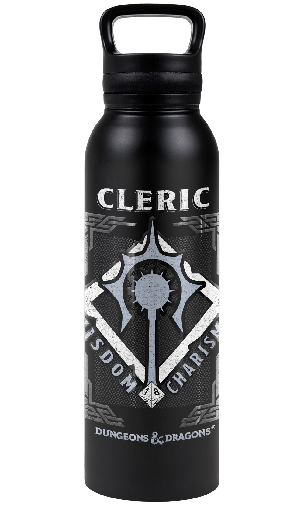 Dungeons & Dragons Official Cleric 24 oz Insulated Canteen Water Bottle, Leak Resistant, Vacuum Insulated Stainless Steel with Loop Cap