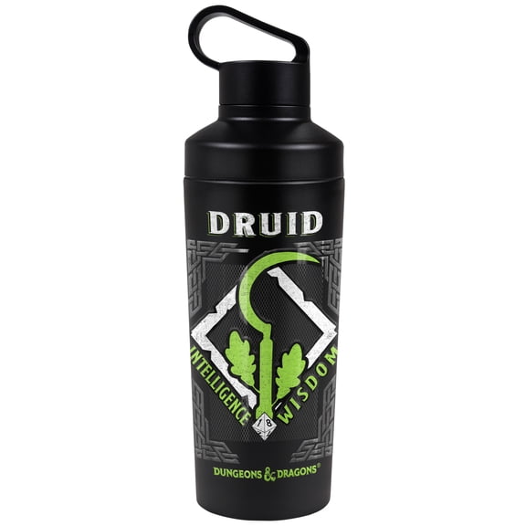 Dungeons & Dragons Official Druid 18 oz Insulated Water Bottle, Leak Resistant, Vacuum Insulated Stainless Steel with 2-in-1 Loop Cap
