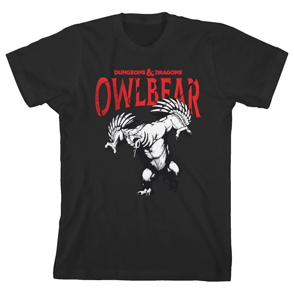 Dungeons & Dragons Owlbear Crew Neck Short Sleeve Boys' Black T-shirt-Medium