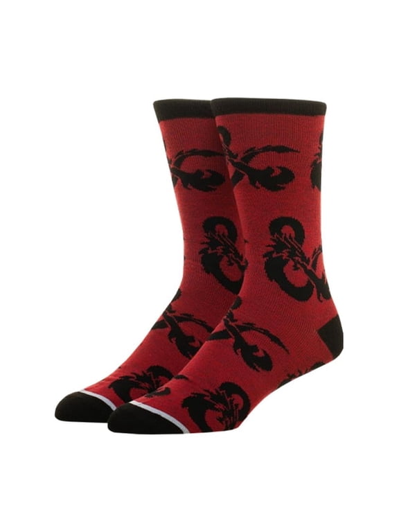 Printed Red Crew Socks for Men