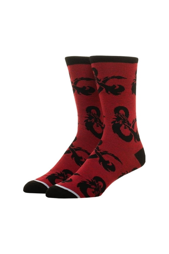 Printed Red Crew Socks for Men