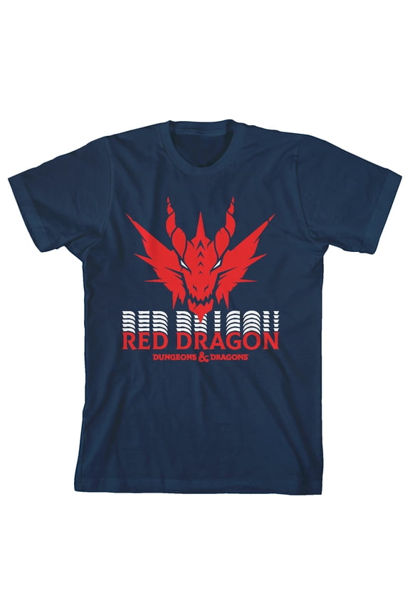 Dungeons & Dragons Red Dragon Crew Neck Short Sleeve Navy Boy's T-shirt-XL