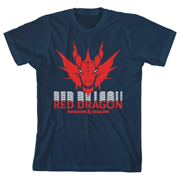 Dungeons & Dragons Red Dragon Crew Neck Short Sleeve Navy Boy's T-shirt-XS