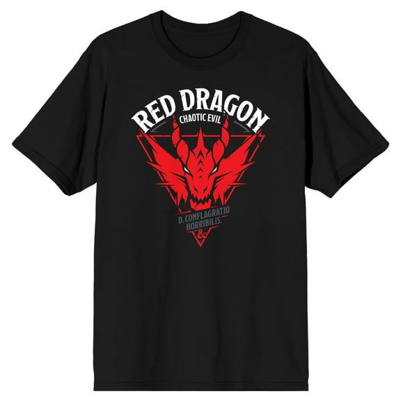 Dungeons & Dragons Red Dragon Men's Black Crew Neck Short Sleeve Graphic Tee-Medium