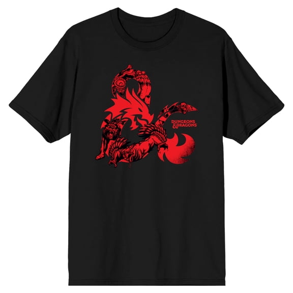 Dungeons & Dragons Red Logo and Symbol Men's Black Crew Neck Short Sleeve Graphic Tee-Medium