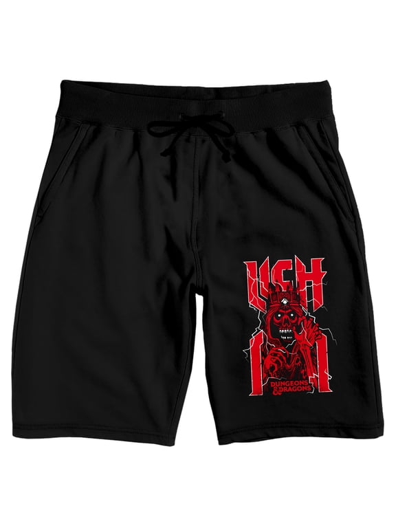 Dungeons & Dragons Red Skull and Bones Logo Men's Black Graphic Sleep Shorts-Large