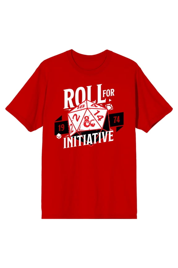 Dungeons & Dragons Roll For Initiative Crew Neck Short Sleeve Red Men's T-shirt-XL