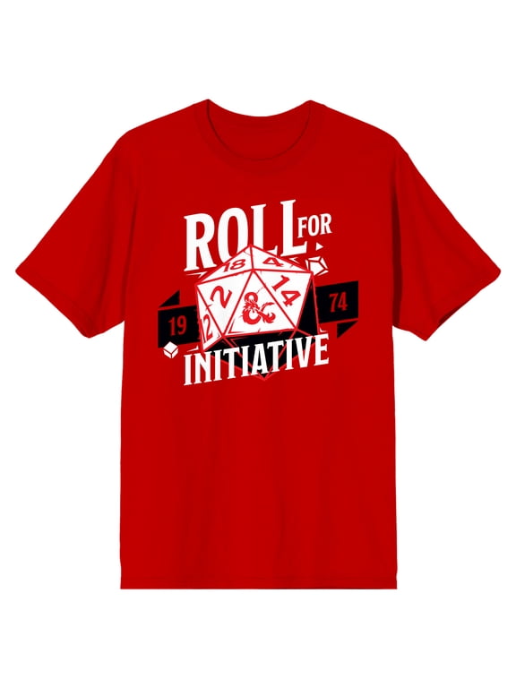 Dungeons & Dragons Roll For Initiative Crew Neck Short Sleeve Red Men's T-shirt-XL