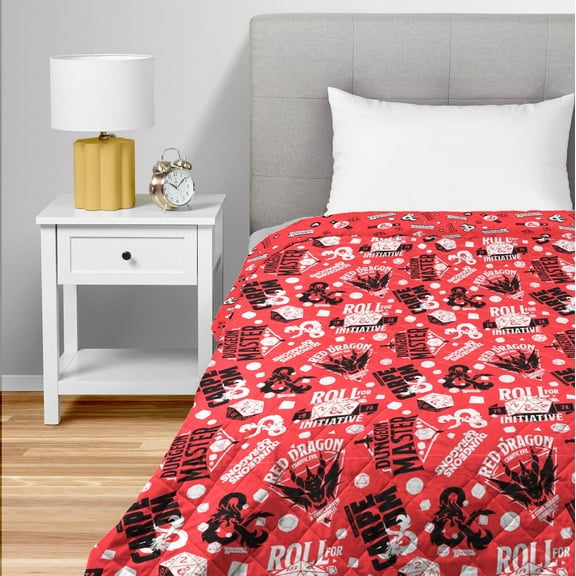 Dungeons & Dragons Roll For Initiative Full/Queen Quilted Blanket 90x90 inches