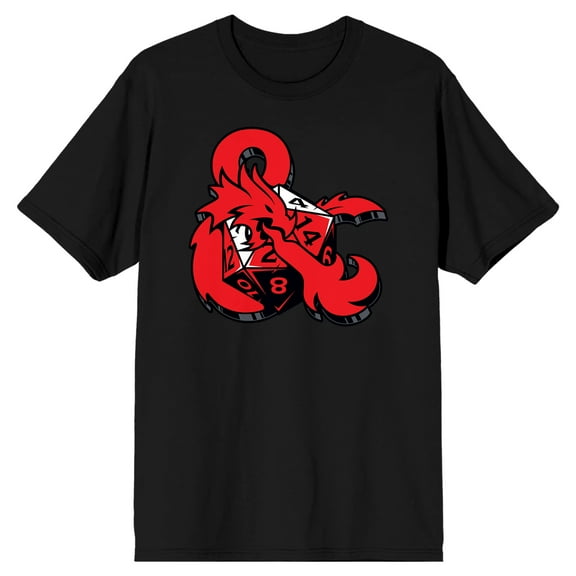 Dungeons & Dragons Symbol & Dice Crew Neck Short Sleeve Men's Black T-shirt-Medium