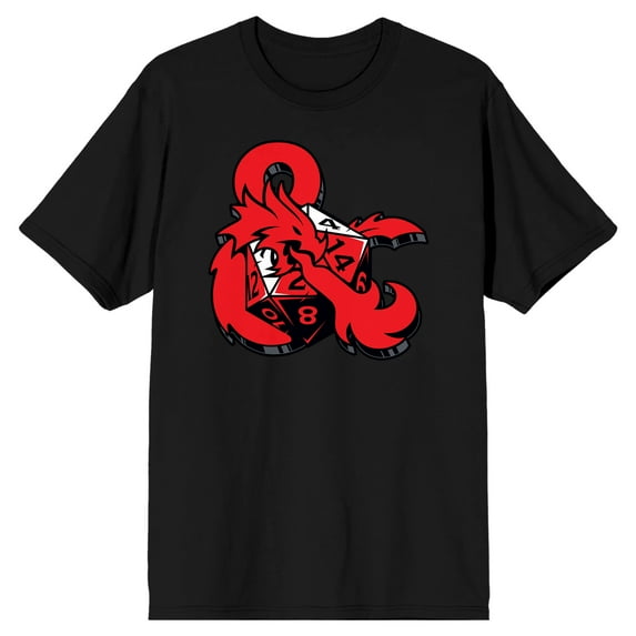 Dungeons & Dragons Symbol & Dice Crew Neck Short Sleeve Men's Black T-shirt-Small