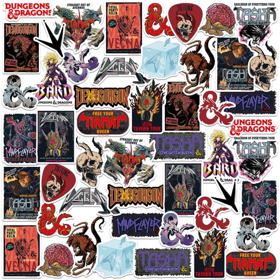 Dungeons & Dragons Tavern Tour Collection 50ct Vinyl Large Deluxe Stickers Variety Pack Fantasy RPG Decals