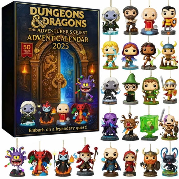 Dungeons & Dragons Themed Christmas Advent Calendar 2026, 24Pcs Epic Fantasy 2D Arcylic Hanging Ornaments, Collectible Holiday Countdown Gift Set
