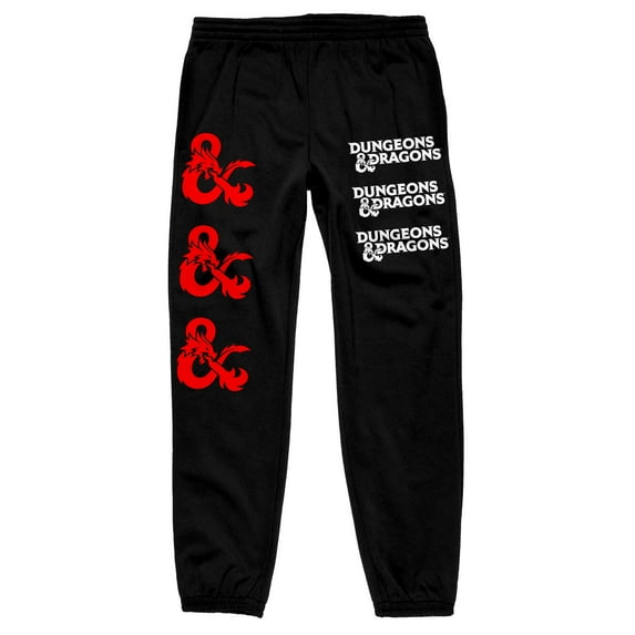 Dungeons & Dragons Triple Title Logo Men's Black Graphic Jogger Pants-XL
