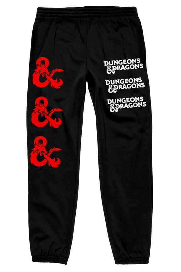 Dungeons & Dragons Triple Title Logo Men's Black Graphic Jogger Pants-XS