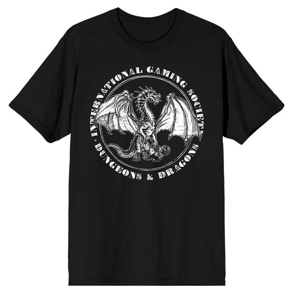Dungeons & Dragons White Dragon Circle Men's Black T-shirt-Large