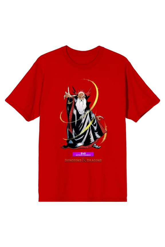 Dungeons & Dragons Wizard Comics Style Art Men's Red T-shirt-Large