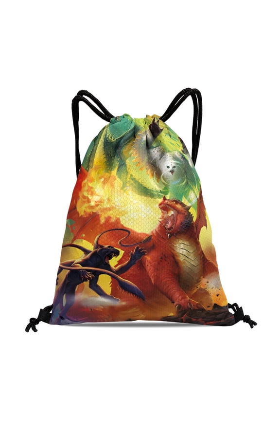 Dungeons & Dragons-theme Drawstring Backpack Sports Gym Bag Water Resistant String Bag Cinch Bag12X1630X40cm