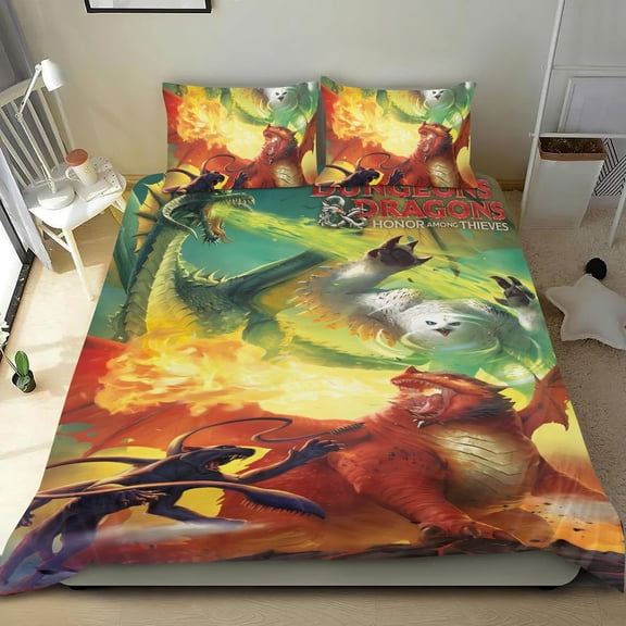 Dungeons & Dragons-themed Bed Sheet Set Three Piece Set Comfortable And Skin Friendly Unique Design Home Decor Gifts For Family Friends fans36x75Inches90cm*190cm
