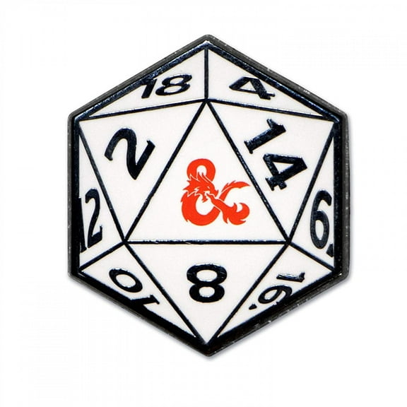 Dungeons and Dragons 20 Sided Die Enamel Lapel Pin