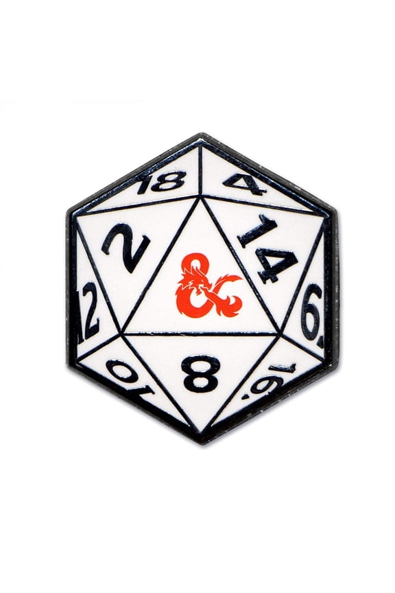 Dungeons and Dragons 20 Sided Die Enamel Lapel Pin