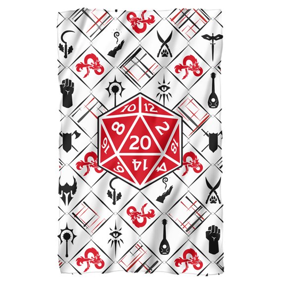 Dungeons and Dragons D20 Pattern Fleece Blanket 36' x 58'