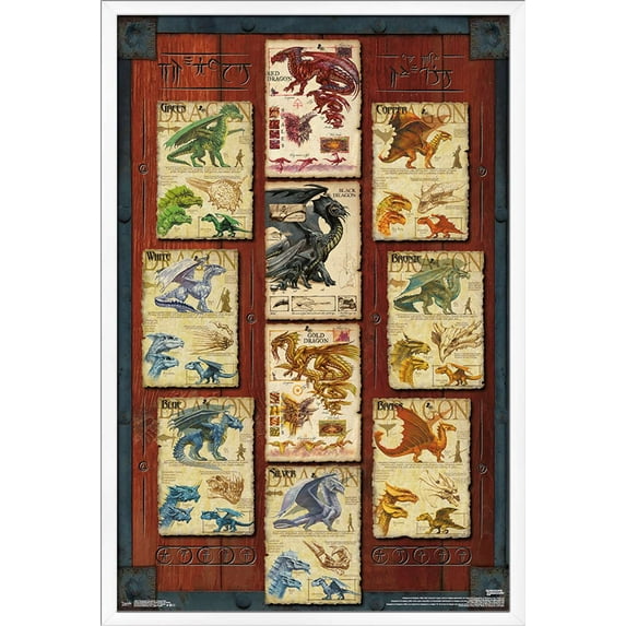 Dungeons and Dragons - Dragon Grid Wall Poster, 22.375" x 34", Framed