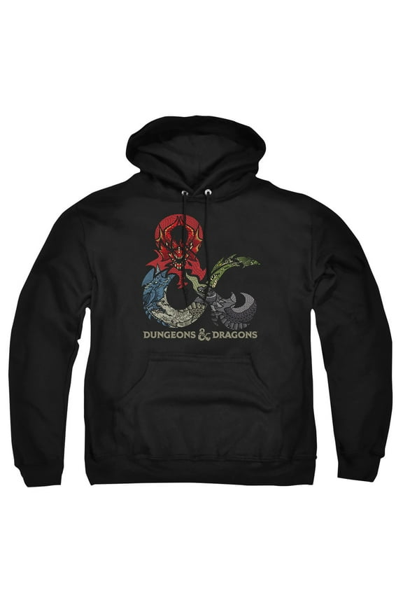 Dungeons and Dragons Dragons In Dragons Unisex Adult Pull-Over Heather Hoodie, X-Large, Black