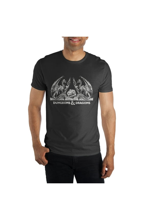 Dungeons and Dragons Dragons with D20 Shirt in Black-X-Large