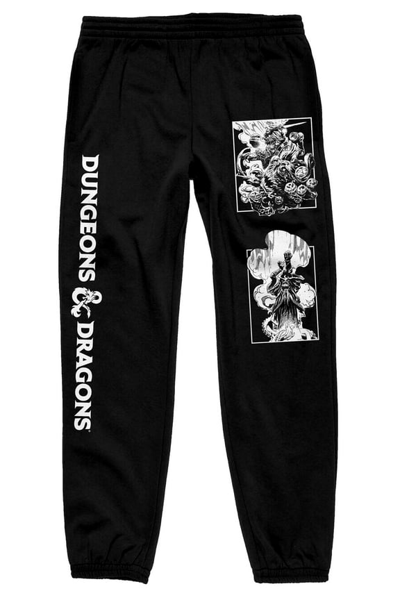 Dungeons and Dragons Game Dice and Logo Men's Black Sweatpants - L