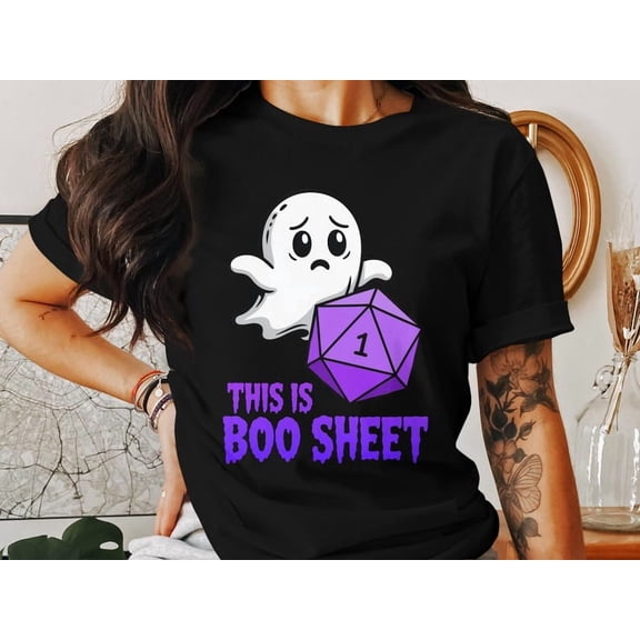 Dungeons and Dragons Halloween Shirt, This is BOO SHEET Ghost Tee, Funny Dnd Dice T-shirt, Spooky Gamer Shirt, D20 Natural 1 Tee