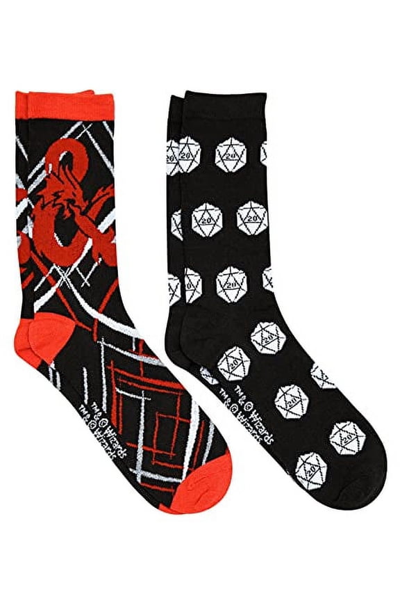 Dungeons and Dragons Logos Socks D&D Licensed Men's Crew 2 Pair Pack