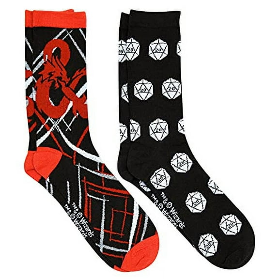 Dungeons and Dragons Logos Socks D&D Licensed Men's Crew 2 Pair Pack