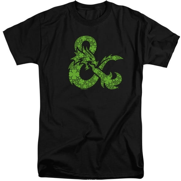 Dungeons and Dragons St. Patrick's Day Shamrock Logo Unisex Adult Tall T Shirt,Black, X-Large